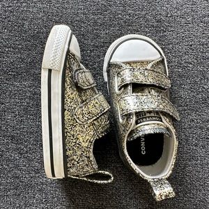 Toddler Converse Size 5T. Black, gold and silver glitter. Worn minimal times.